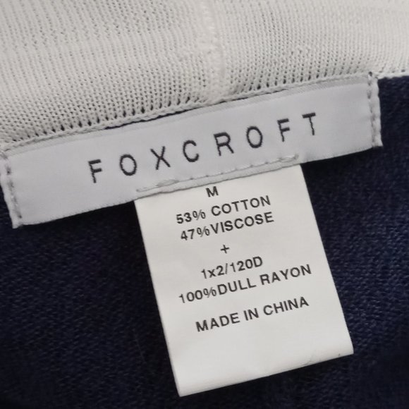 Foxcroft tricolour Colorblock Ruanna wrap multi blue stripe cotton fall NWT sz M - Picture 5 of 6